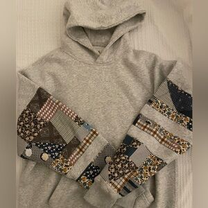 Abercrombie & Fitch Gray Patchwork Sleeve Hoodie